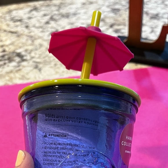NEW Starbucks Hawaii Collection Blue Glass Tumbler W/Mai Thai Umbrella - 16oz - Picture 5 of 9
